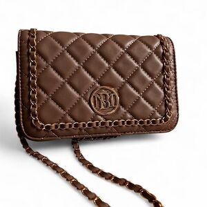 Badgley Mischka Brown Quilted Crossbody Bag